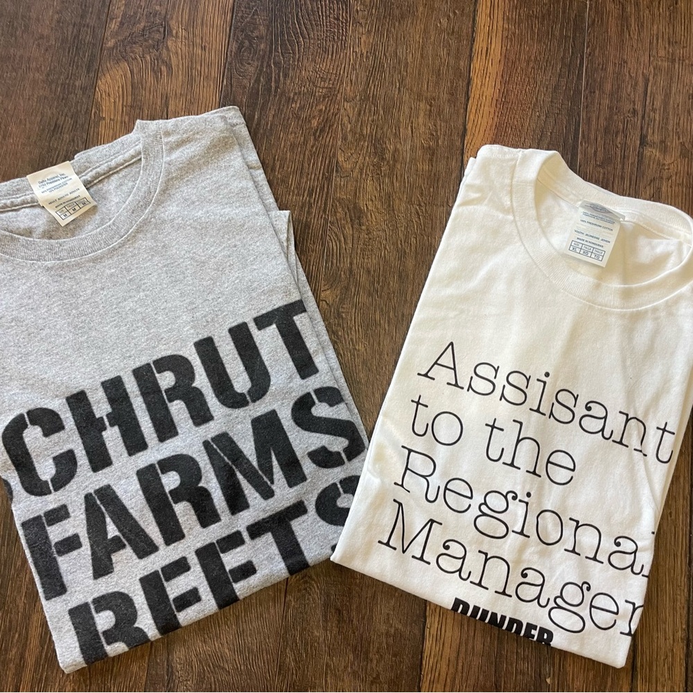 Bundle of 2 Dundler Mifflin Office T-Shirts, Pressed & Ready. T Shirts 3/$15